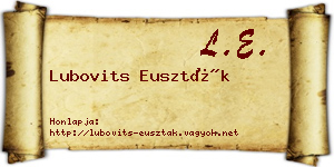 Lubovits Euszták névjegykártya